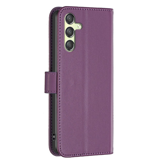 Etui z klapką do Samsung Galaxy A25 5G, BINFEN Wallet, ciemnofioletowe + szkło 9H