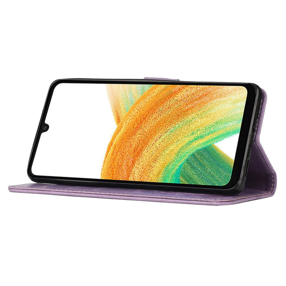 Etui z klapką do Samsung Galaxy A25 5G, Butterfly, fioletowe + szkło 9H