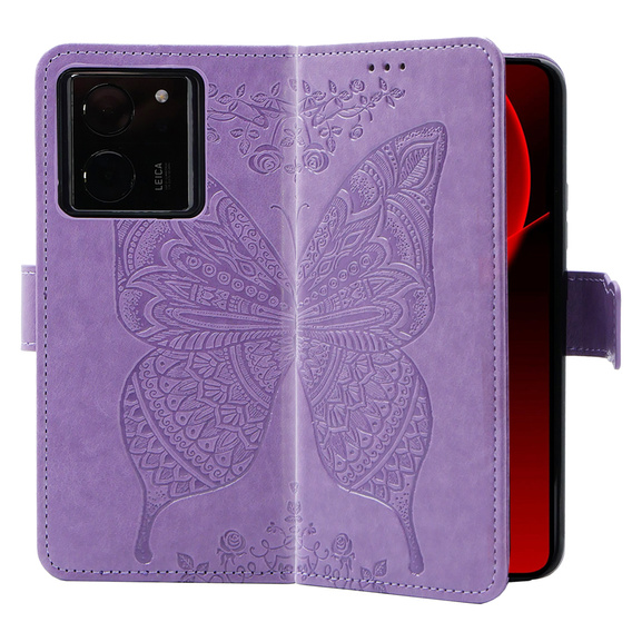 Etui z klapką do Xiaomi 13T / 13T Pro, Butterfly, fioletowe