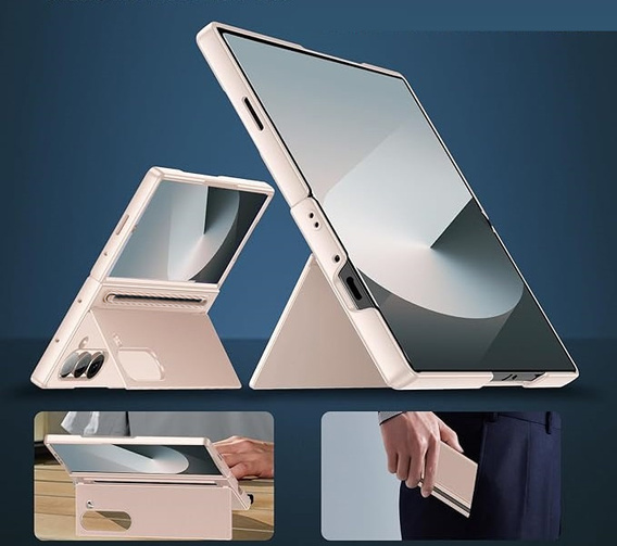 Etui do Samsung Galaxy Z Fold7 5G ze szkłem, z miejscem na rysik – złote