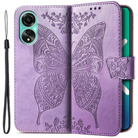 Etui z klapką do Oppo A78 4G, Butterfly, fioletowe