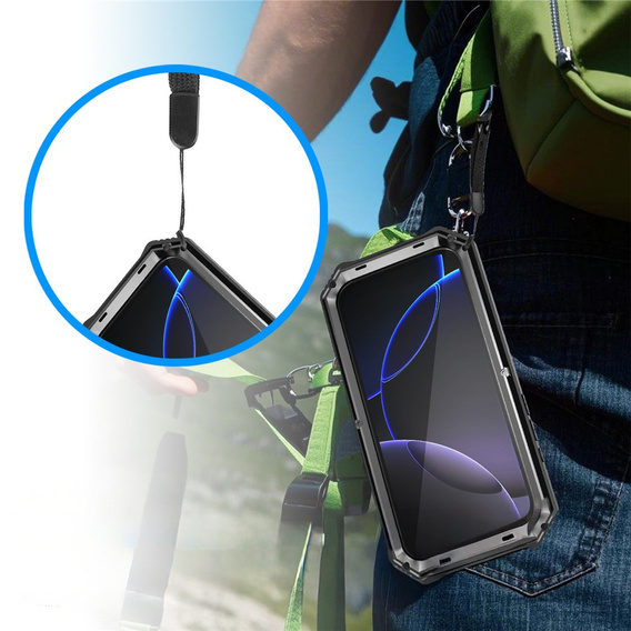 Etui pancerne do iPhone 17 Pro, R-JUST, z podstawką, czarne