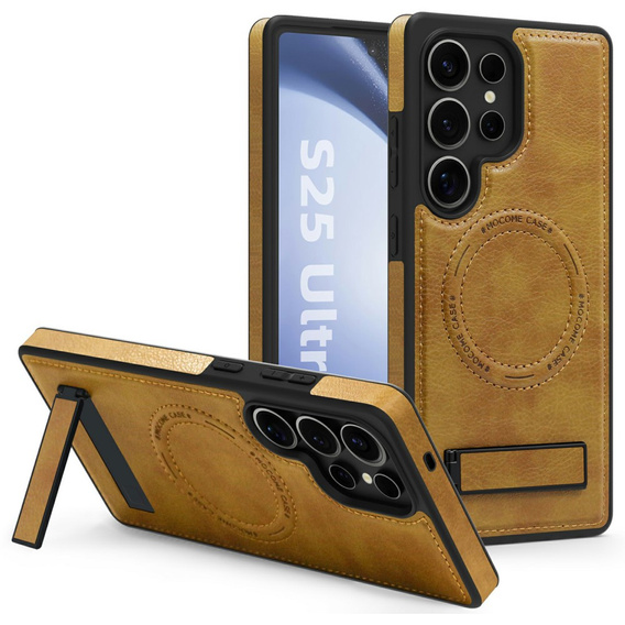 Etui skórzane z podstawką do Samsung Galaxy S25 Ultra – kompatybilne z MagSafe, brązowe