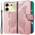 Etui z klapką do Infinix Zero 30 5G, Butterfly, różowe rose gold