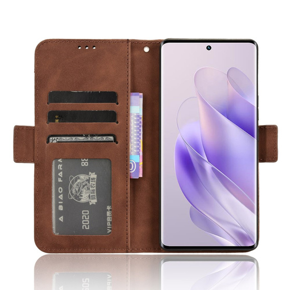 Etui z klapką do Infinix Zero 30 5G, Card Slot, brązowe