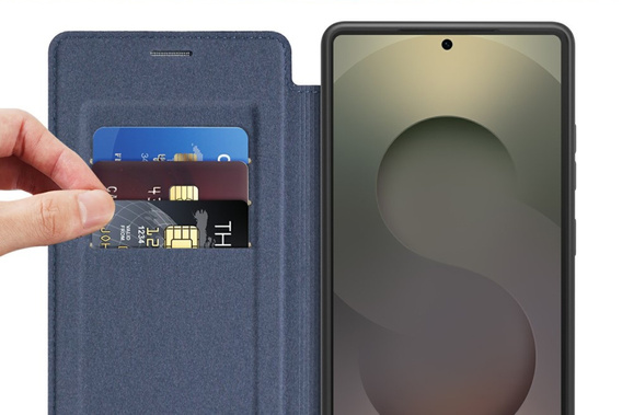Skórzane etui do Samsung Galaxy S25 Ultra z MagSafe i blokadą RFID – Ciemnoniebieskie
