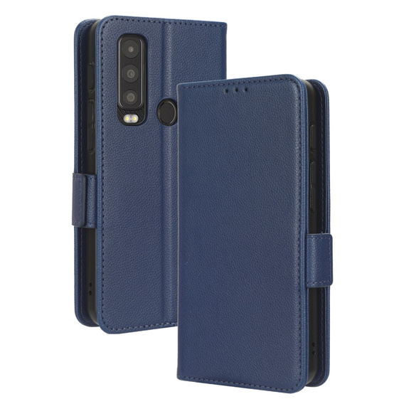 Etui z klapką do Cat S75 5G, Wallet Litchi Magnet, granatowe