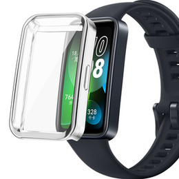 2w1 Etui z Osłoną Silikonową do Huawei Band 8 / Huawei Band 9 / Huawei Band 10, Srebrne