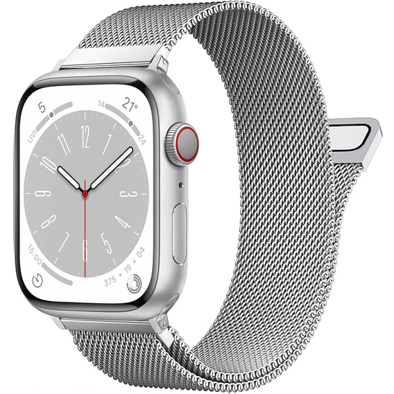 Bransoleta do Apple Watch 1/2/3/4/5/6/7/8/9/10/11/SE Ultra 1/2/3 42/44/45/46/49mm, Srebrny