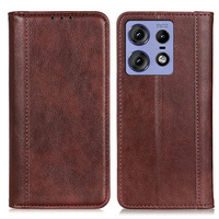 Etui z klapką do Motorola Edge 50 Pro, Split Leather, brązowe