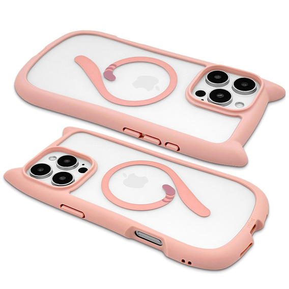 Etui do iPhone 16 Pro Max, do MagSafe, Cute Cat, różowe + Szkło na ekran