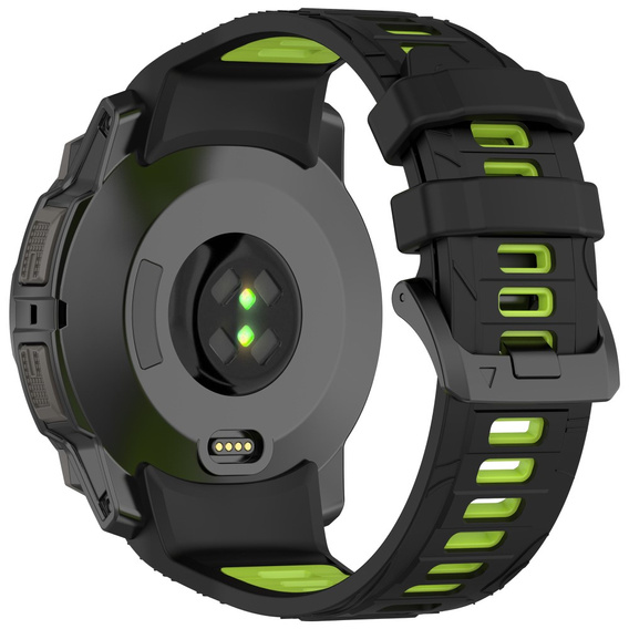 Pasek silikonowy do Garmin Instinct 3 Solar / Instinct 3 AMOLED 45mm – sportowy, czarno-zielony