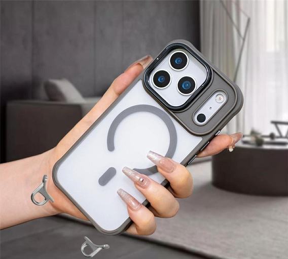 Etui do iPhone 17 Pro Max, do MagSafe, z odpinaną smyczą, szare