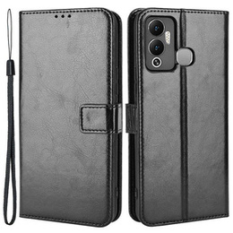 Etui z klapką do Infinix Hot 12 Play 4G, Crazy Horse Wallet, czarne