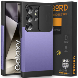 Pancerne etui do MagSafe na Galaxy S24 Ultra, ERBORD MagProtect Cam Slider, fioletowe