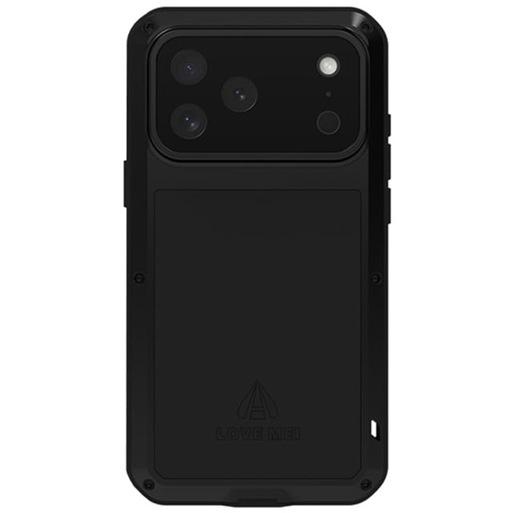 Etui Love Mei do iPhone 17 Pro Max, pancerne ze szkłem, czarne