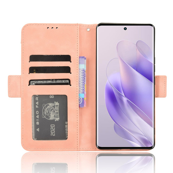 Etui z klapką do Infinix Zero 30 5G, Card Slot, różowe