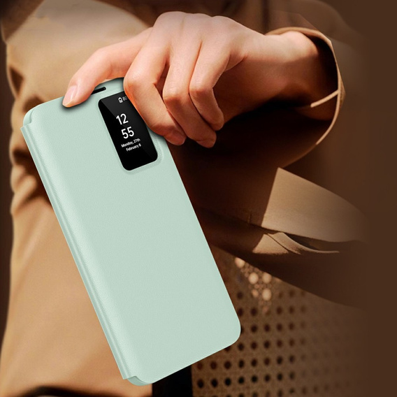 Etui do Samsung Galaxy S25 Edge – Smart View z kieszenią na kartę, zielone