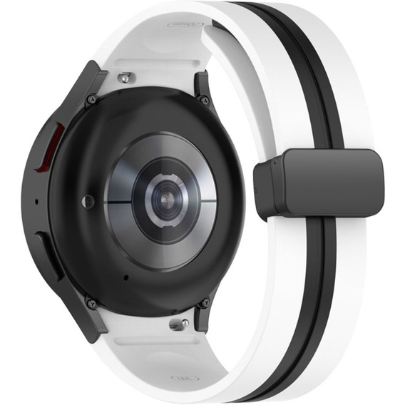 Pasek Silikonowy do Samsung Galaxy Watch 4/5/6/7/FE 40/42/43/44/45/46/47mm, Biały / Czarny