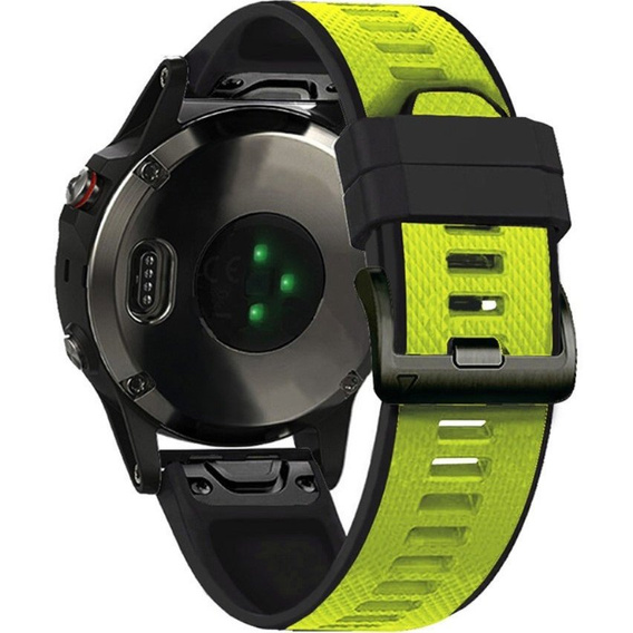 Pasek Silikonowy do Garmin Fenix 5/6/7 Forerunner 945/935, Limonkowy / Czarny