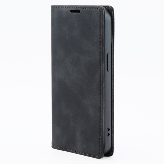 Etui do iPhone 15, ERBORD Vintage portfel z klapką, czarne