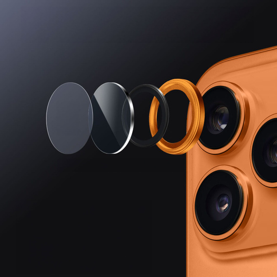 2x Szkło na aparat ERBORD OPTIK Pro do iPhone 17 Pro / 17 Pro Max, pomarańczowe