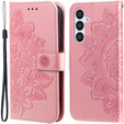 Zestaw Etui z klapką do Samsung Galaxy A54 5G, portfel Mandala i kwiaty, rose gold różowe + szkło