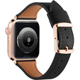 Pasek Skórzany do Apple Watch 1/2/3/4/5/6/7/8/9/10/11/SE 38/40/41/42mm, Czarny