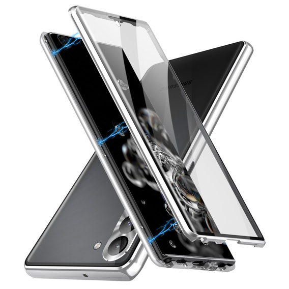 Etui do Samsung Galaxy S23 Plus, Magnetic Dual Glass, srebrne