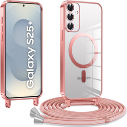 Etui do Samsung Galaxy S25+ Plus, Electro MagSafe, różowe + Smycz