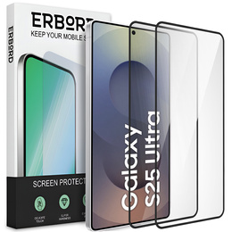 2x Szkło Hartowane do Samsung Galaxy S25 Ultra, ERBORD 3D pełne, szybka na cały ekran