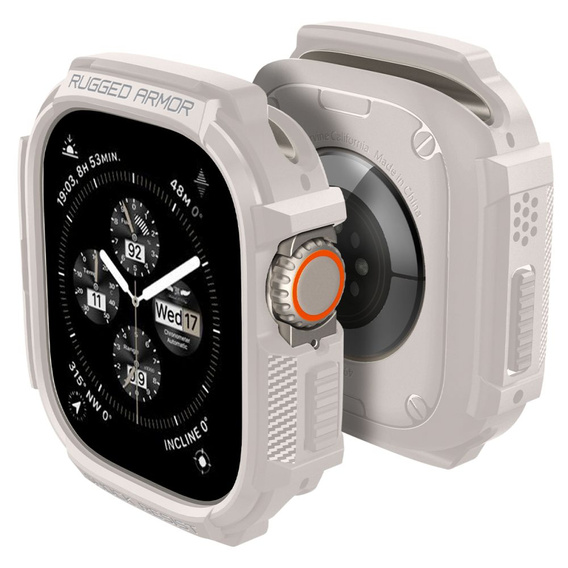 Etui Spigen do Apple Watch Ultra 1/2/3 49mm, Rugged Armor, Beżowy