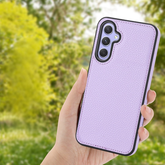 Etui skórzane do Samsung Galaxy A54, Obudowa Lychee leather Case, fioletowe