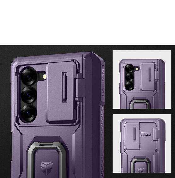 Etui pancerne do Samsung Galaxy Z Fold 6 5G, Dexnor Camera Slide S-Pen Slot, fioletowe