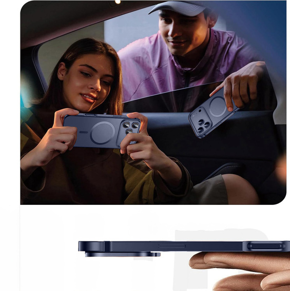 Etui do iPhone 17 Pro Max, Metal Frame, do MagSafe – granatowe