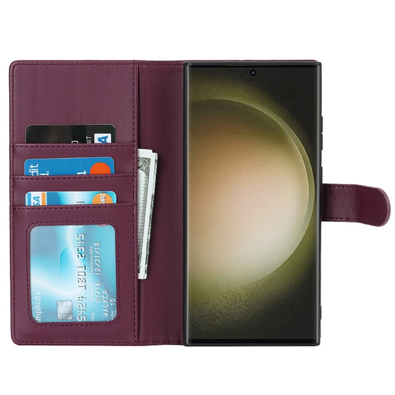 Etui z klapką do Samsung Galaxy S23 Ultra, Wallet, do MagSafe, bordowe