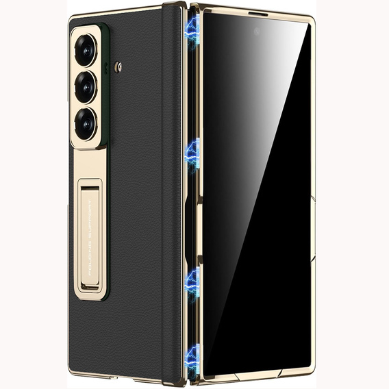 Etui GKK do Samsung Galaxy Z Fold7 5G ze szkłem i podstawką – czarno-złote