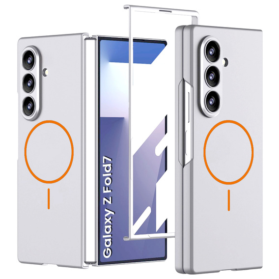 Etui do Samsung Galaxy Z Fold7 5G, GKK Slim Camshield, do MagSafe, srebrne