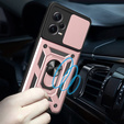 Zestaw Etui pancerne do Xiaomi Redmi Note 12 Pro+ 5G, CamShield Slide, różowe rose gold + Szkło