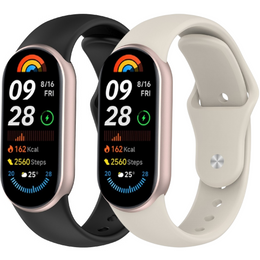 2x Pasek Silikonowy do Xiaomi Smart Band 10 / 9 / 8, Czarny, Beżowy