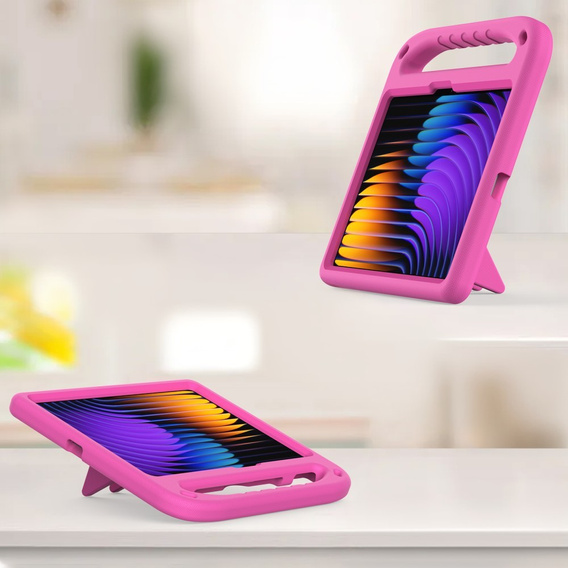 Etui dla dzieci do Xiaomi Pad 7 / 7 Pro, z uchwytem, różowe