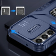 Etui do Samsung Galaxy A15, pancerne Slide Ring, niebieskie + szkło 9H