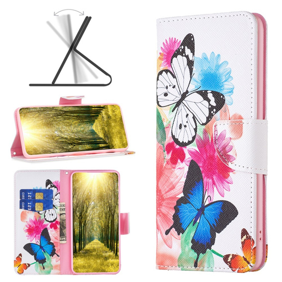 Etui z klapką do Samsung Galaxy A35 5G, Wallet, Butterflies białe