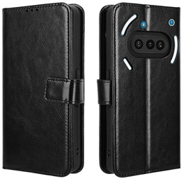 Etui z klapką do Nothing Phone 3A, Crazy Horse Wallet, czarne