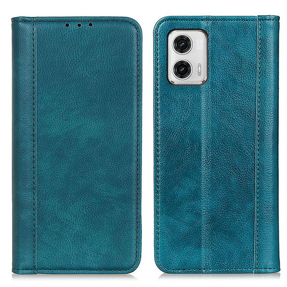 Etui z klapką do Motorola Moto G73 5G, Split Leather, turkusowe