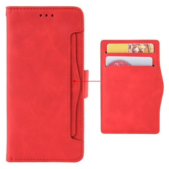 Etui z klapką do Xiaomi Redmi Note 13 Pro+, Card Slot, czerwone