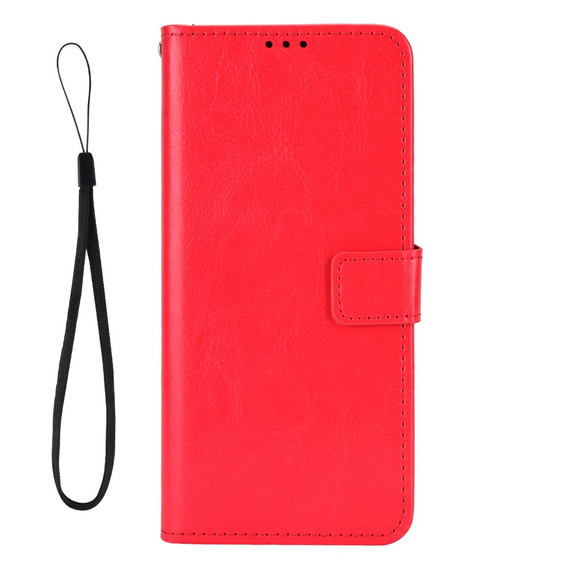Etui z klapką do Honor Magic 5 Lite, Crazy Horse Wallet, czerwone