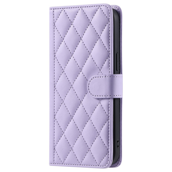 Etui z klapką do Samsung Galaxy S25 FE, Rhombus Crossbody Leather, fioletowe