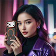 Etui pancerne do iPhone 17 Pro Max, Matt Case, do MagSafe, matowe z pomarańczową ramką