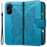 Etui z klapką do Oppo A17, Butterfly, niebieskie